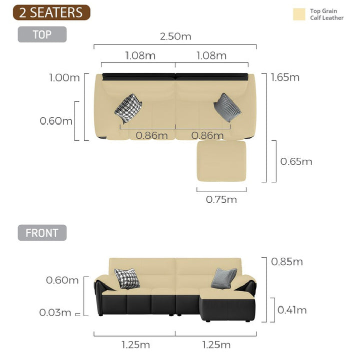 MATTHEW Leather Sofa with Moveable Ottoman