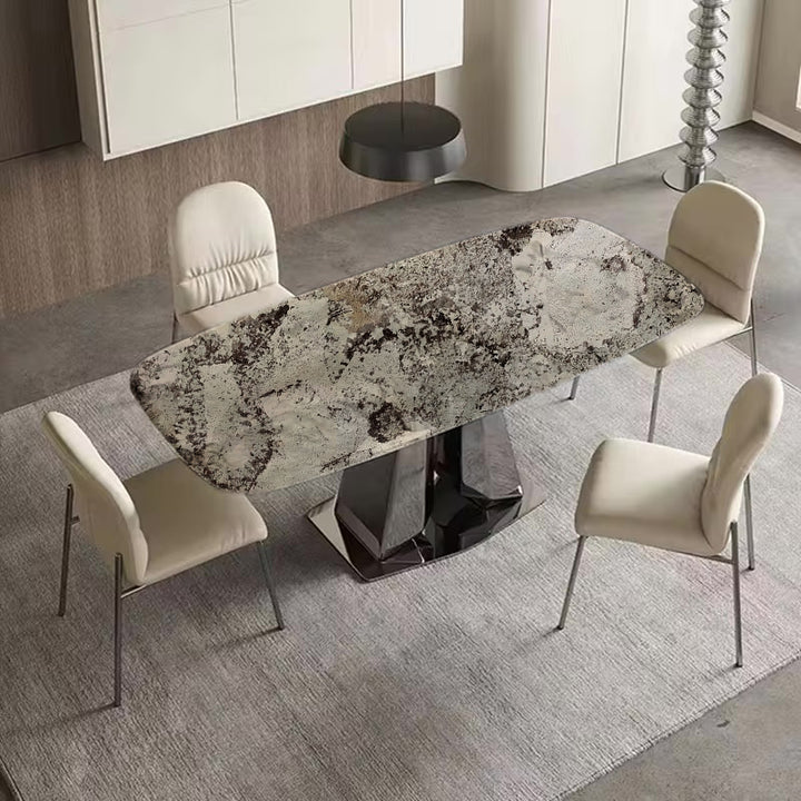 DOUBLE BRICK Snow Mount Marble Dining Table