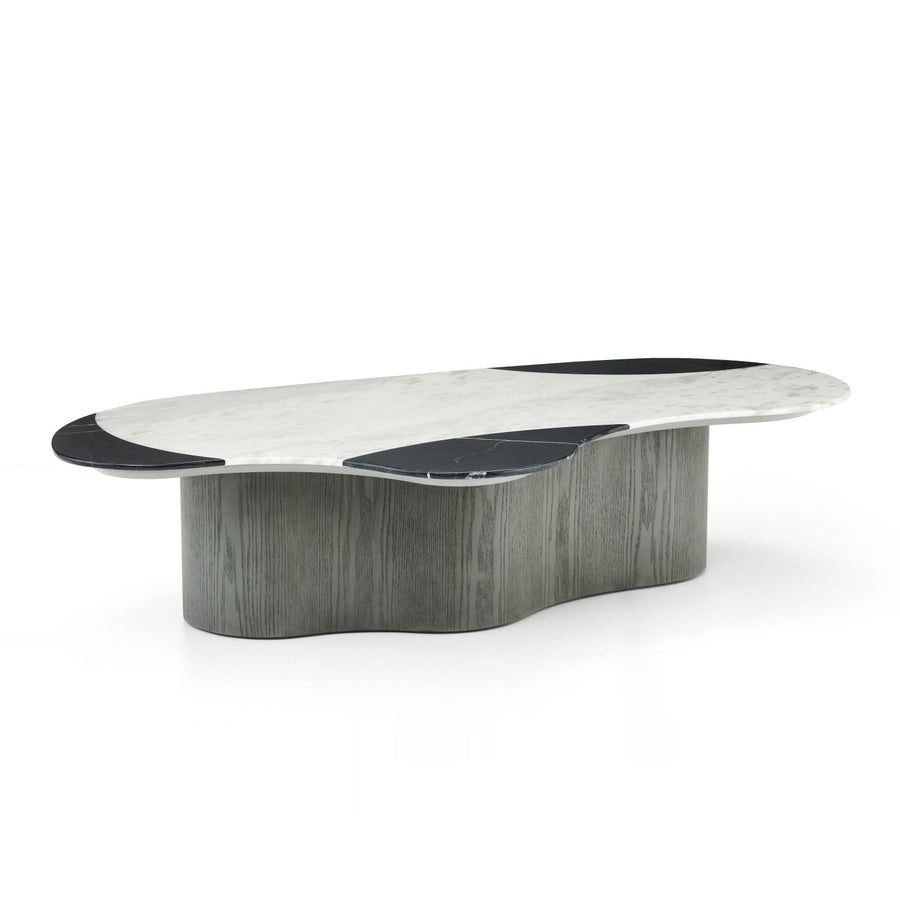 ORION Curved White and Black Marble Coffee table