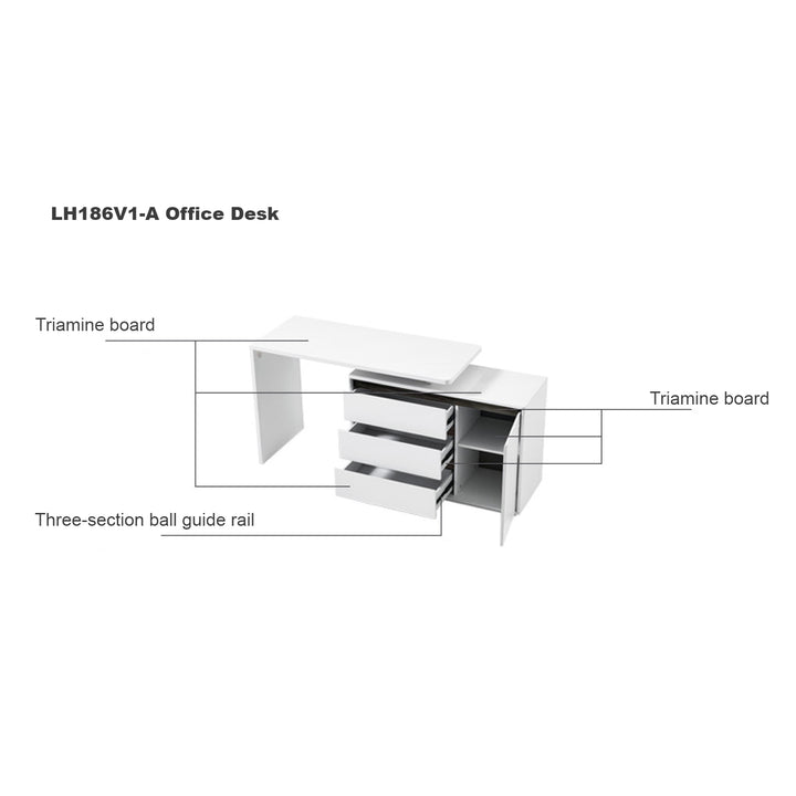 LEENA White Storage Office Desk