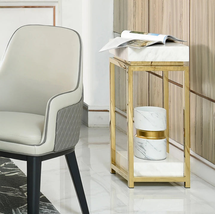 ELISARA Natural Marble End Table