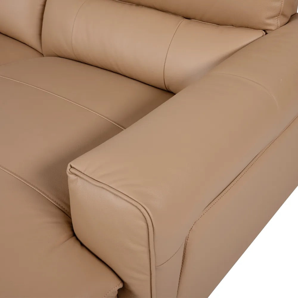 LYSANDER Tan Leather Reclining Sectional Sofa