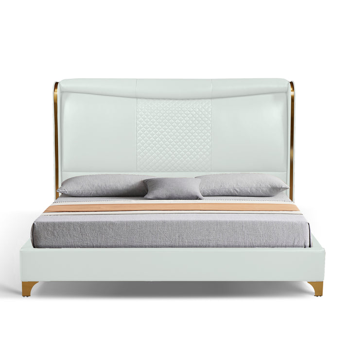 LANE Khaki Leather King Bed