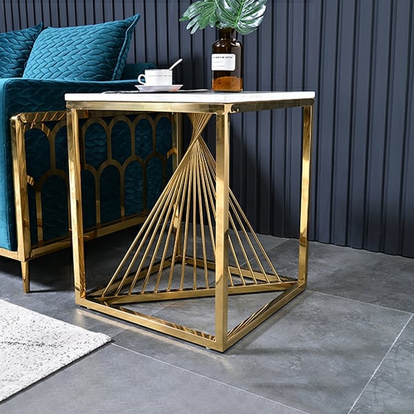 FINLEY Natural Marble End Table