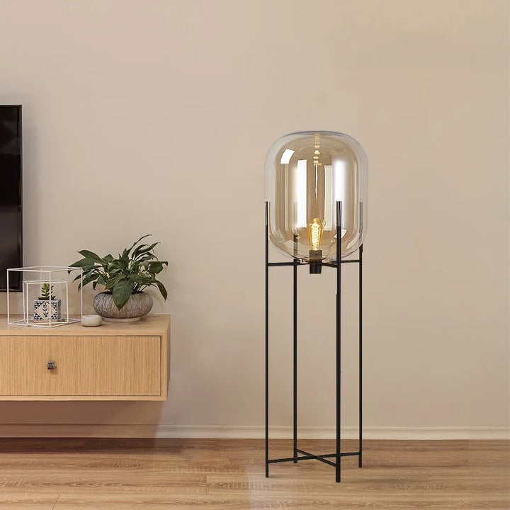 EERO Amber & Black Glass Floor Lamp