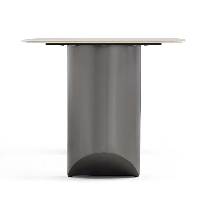 LOCHLAN Ceramic, White and Grey Dining Table