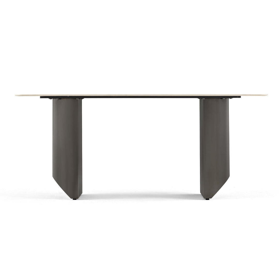 LOCHLAN Ceramic, White and Grey Dining Table