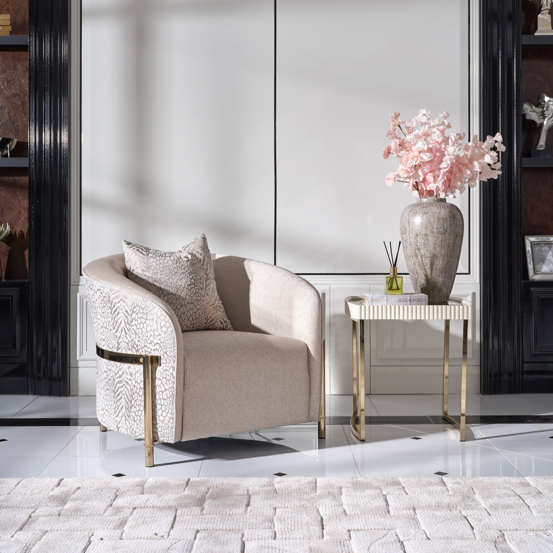 LISBON Opal Gold Fabric Accent Chair - Michael Amini