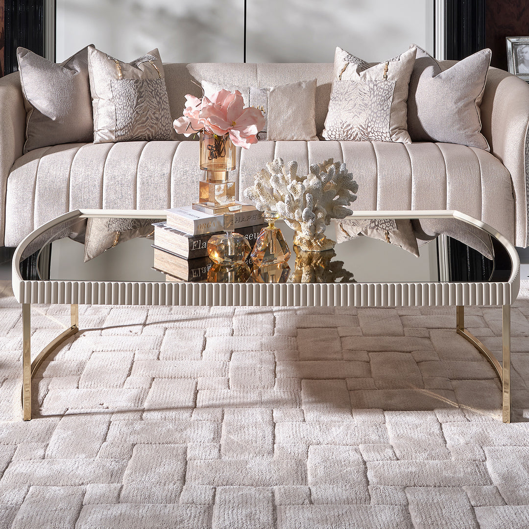 LISBON Silken Matte Cream Coffee Table - Michael Amini