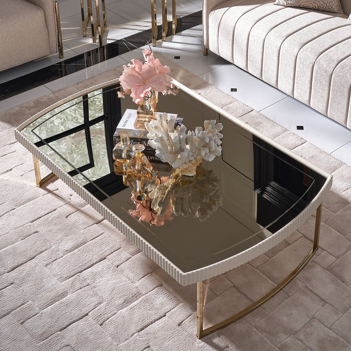 LISBON Silken Matte Cream Coffee Table - Michael Amini