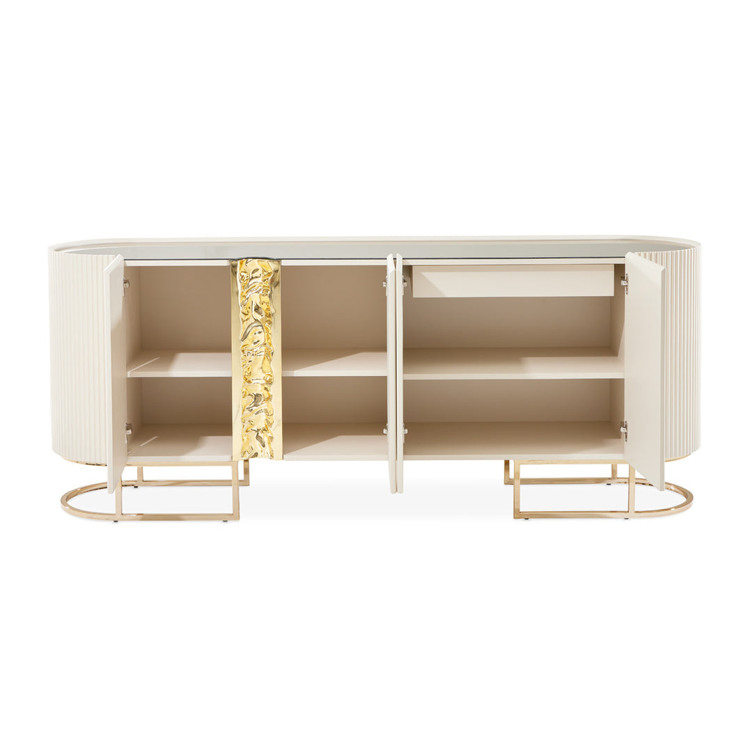 LISBON Silken Matte Cream Console Table - Michael Amini