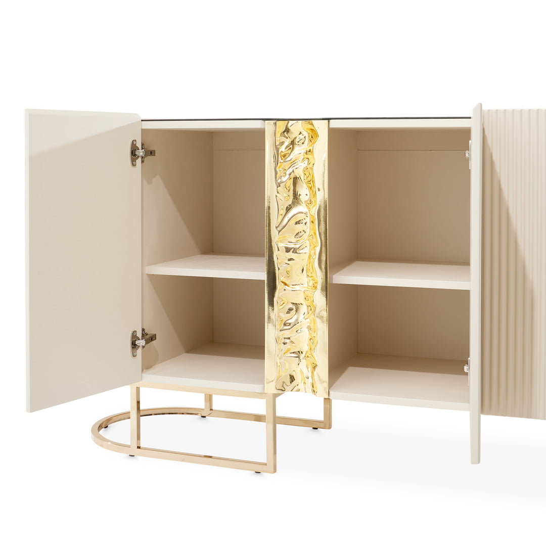 LISBON Silken Matte Cream Console Table - Michael Amini