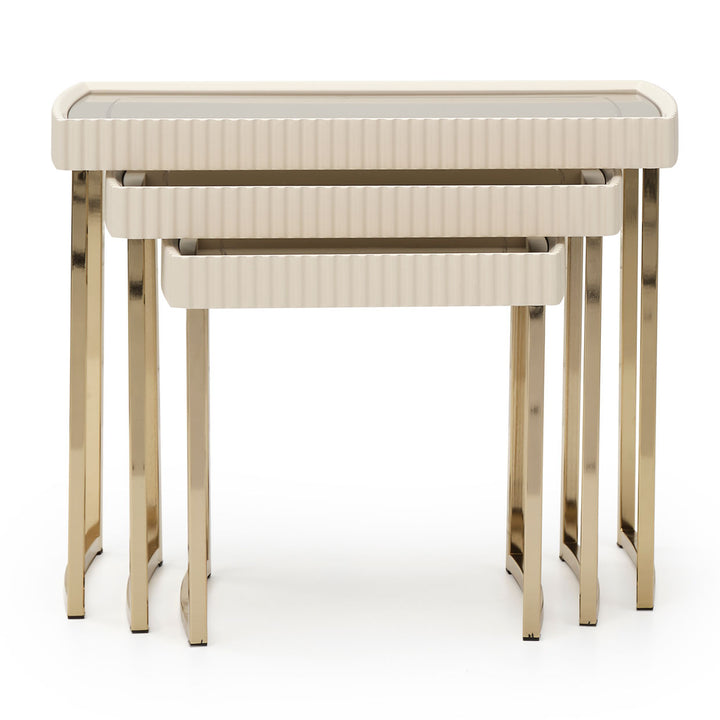 LISBON Nesting Silken Matte Cream End Table - Michael Amini