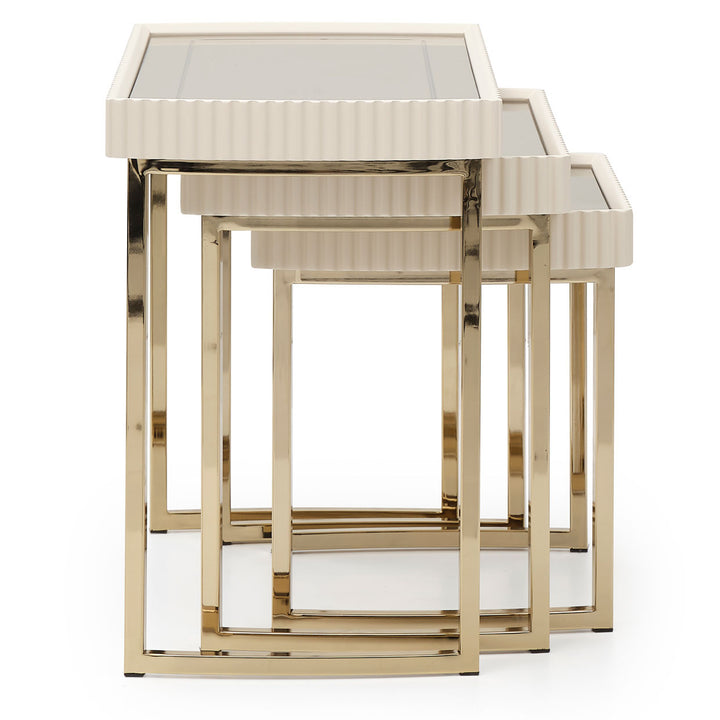 LISBON Nesting Silken Matte Cream End Table - Michael Amini