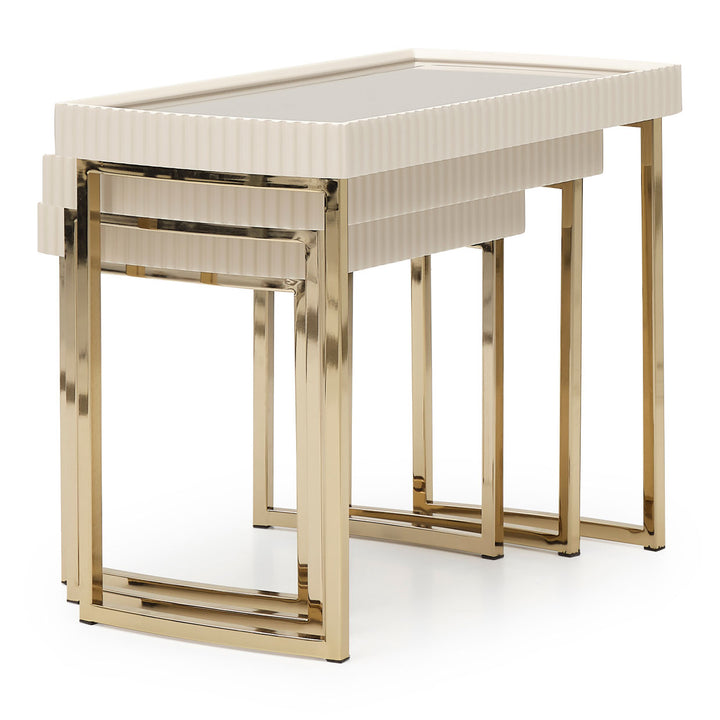 LISBON Nesting Silken Matte Cream End Table - Michael Amini