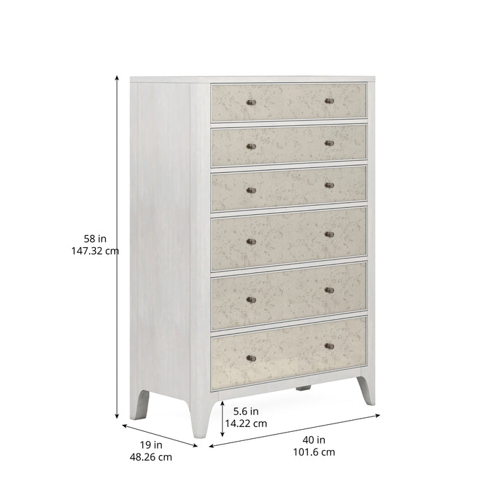 MEZZANINE Dove Grey Wood 6 Drawers Chest