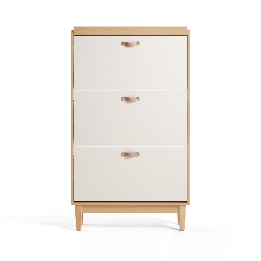 VASILY White Wooden Compact Shoe Cabinet