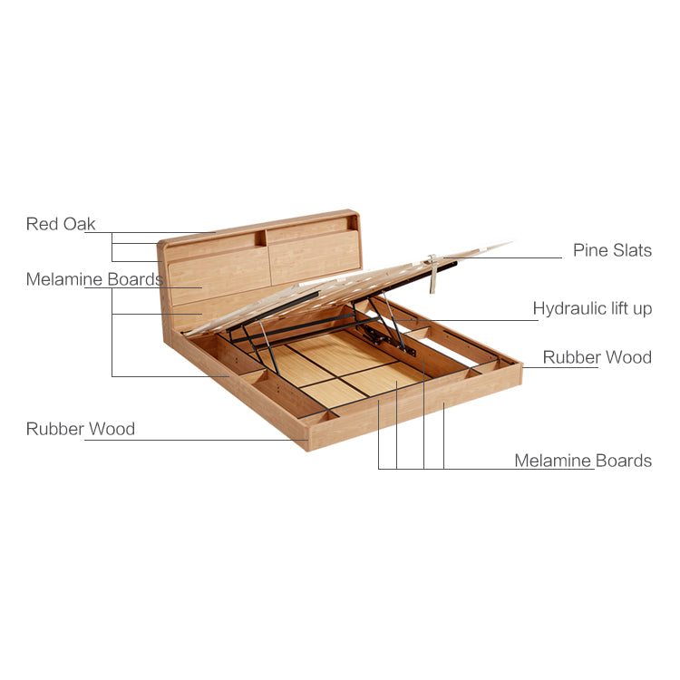 LINDEN Floating Oak Frame Bed with LED Under-lighting