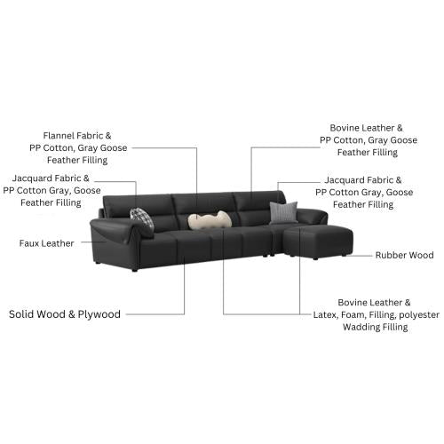 MATTHEW Leather Sofa with Moveable Ottoman