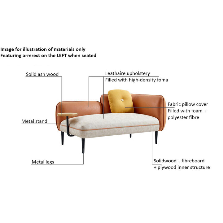 DALIA Orange Sofa with Built-in Tray