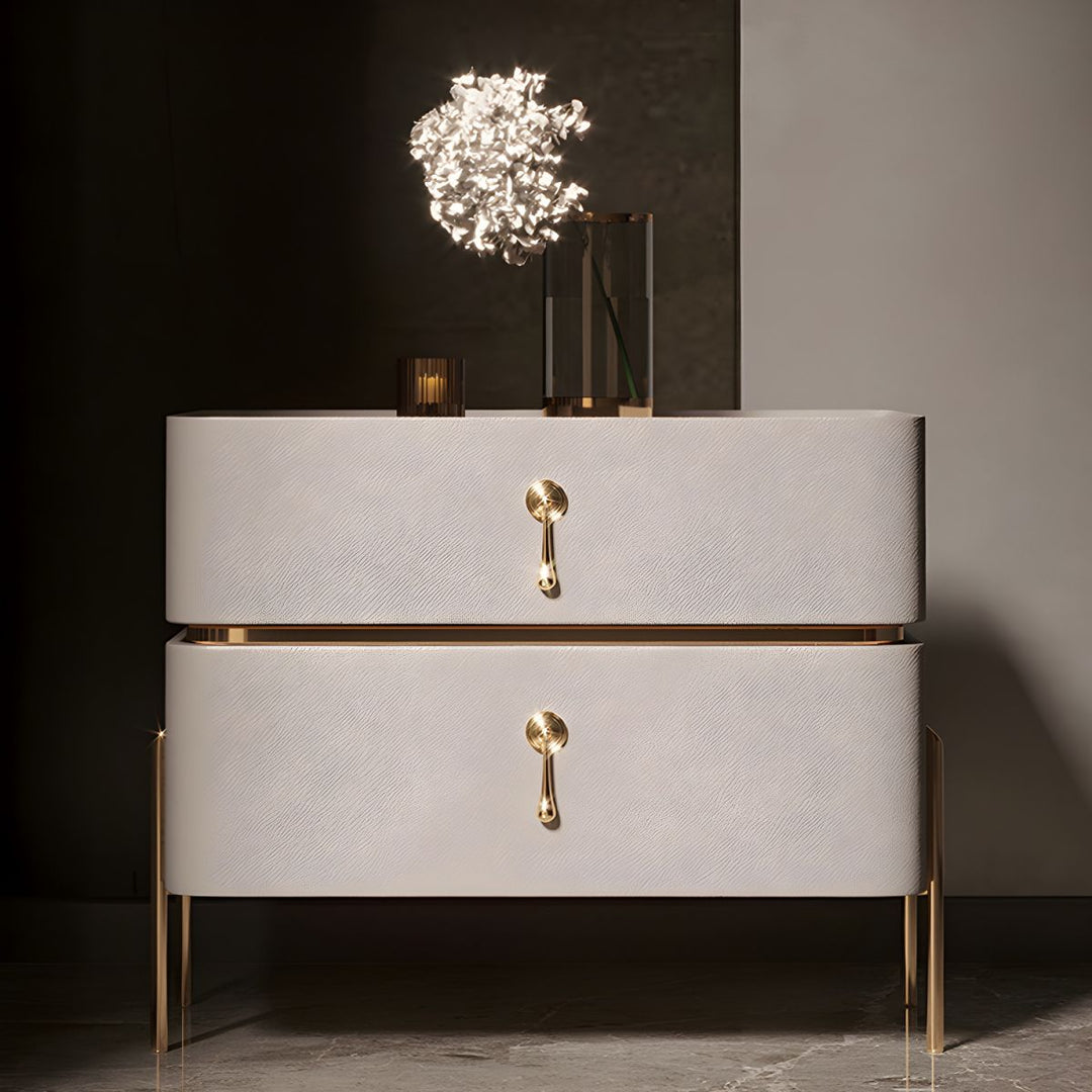 SABRYNNE White & Gold Nightstand