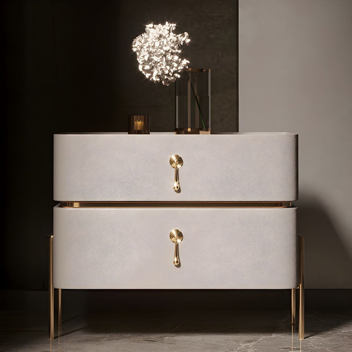 SABRYNNE White & Gold Nightstand