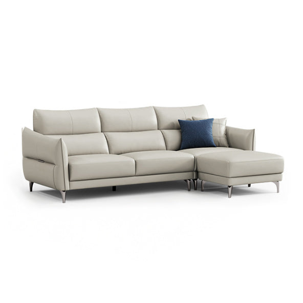 MAXIMILIAN Smoke Grey Leather Sectional Sofa