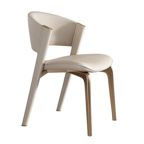 AVELINE Beige Leather Dining Chair