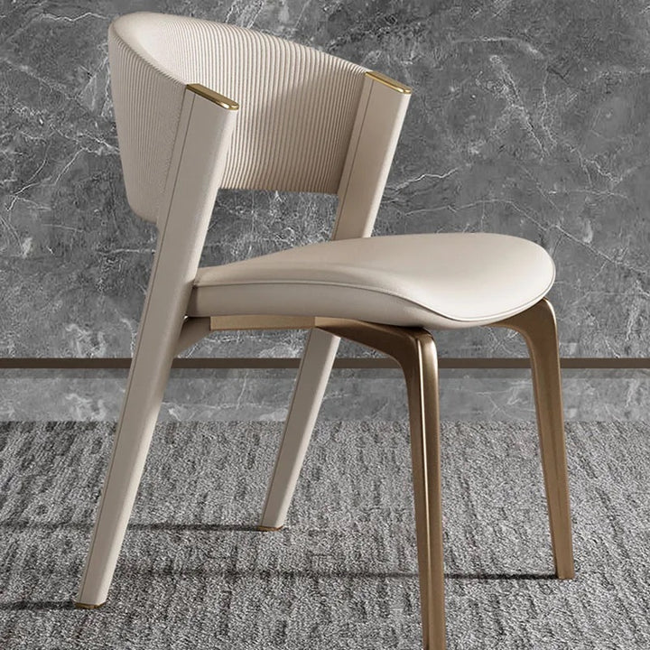 AVELINE Beige Leather Dining Chair