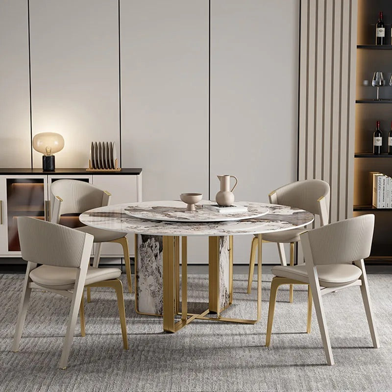 AVELINE Beige Leather Dining Chair