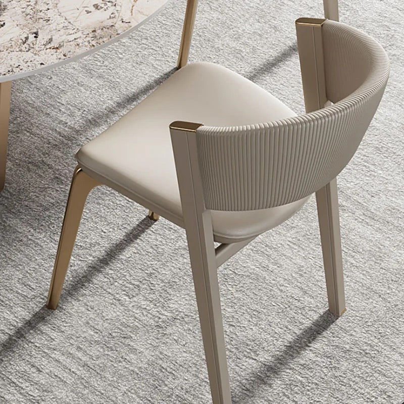 AVELINE Beige Leather Dining Chair