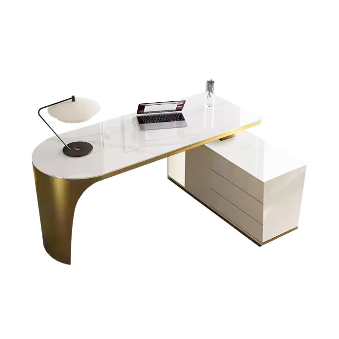 SOLENNE Snow White & Champagne Gold Desk