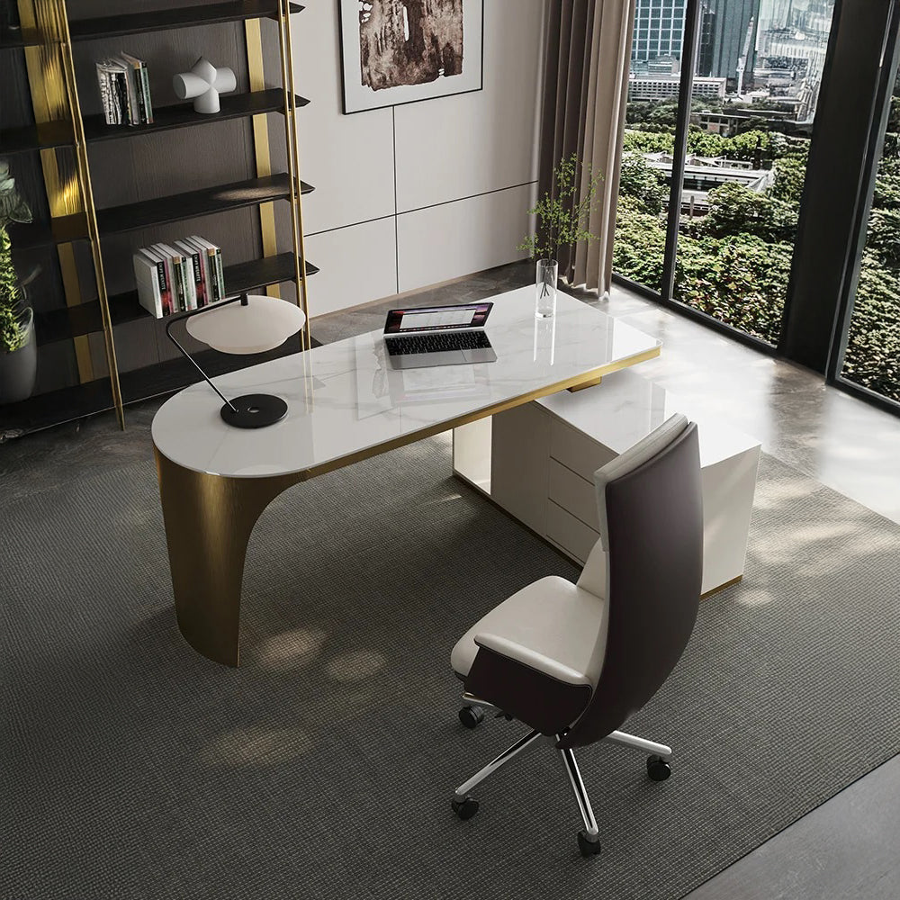 SOLENNE Snow White & Champagne Gold Desk