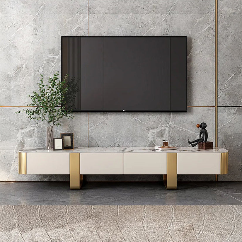 THALORA Snow White Gloss Top TV Stand