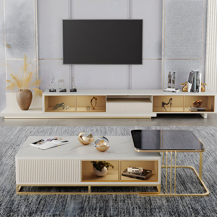 ARVELLE White Ceramic TV Stand