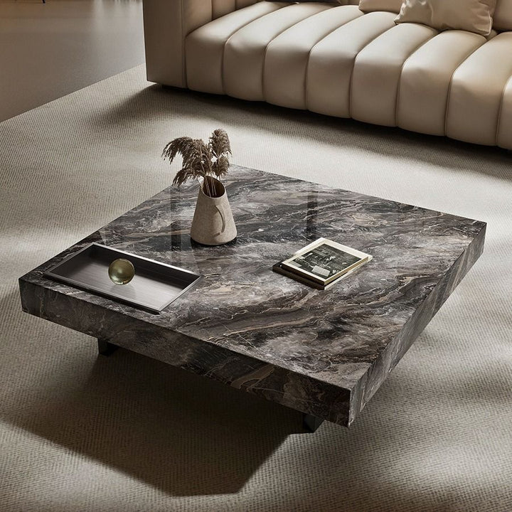 RIVERBEND Tea Box Venice Brown Marble Coffee Table