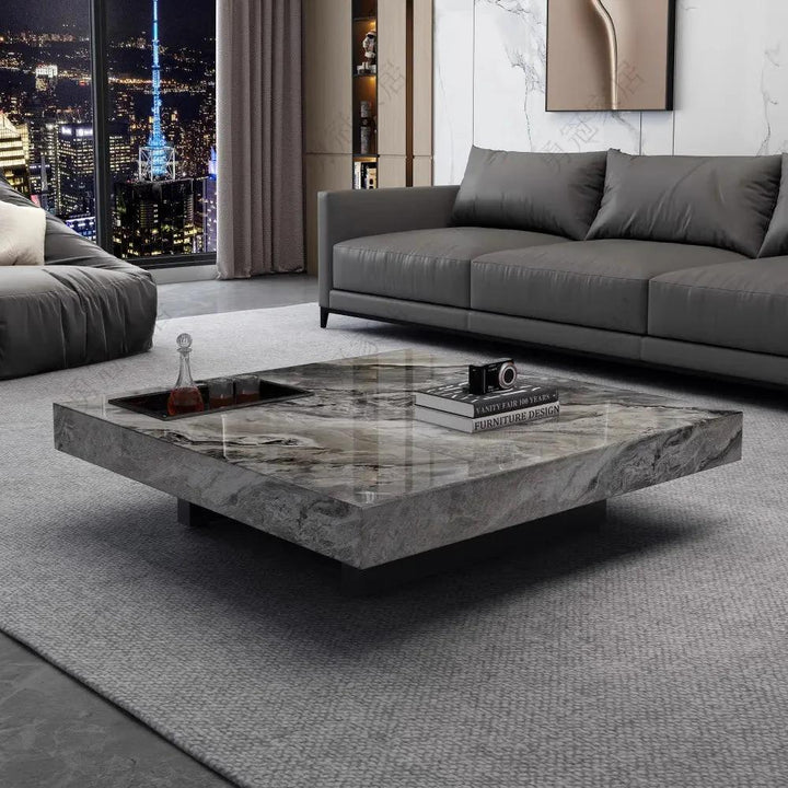 RIVERBEND Tea Box Venice Brown Marble Coffee Table