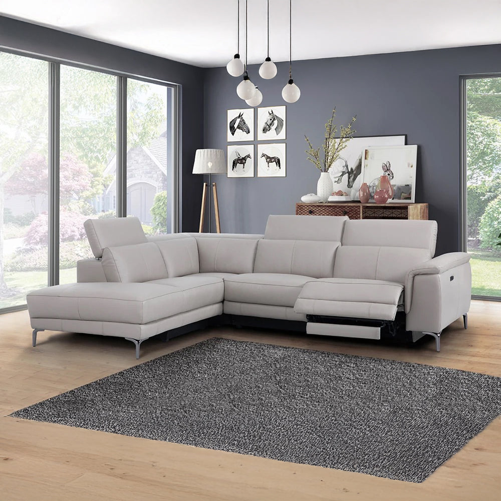 ANDERSON Taupe Leather Sectional Sofa