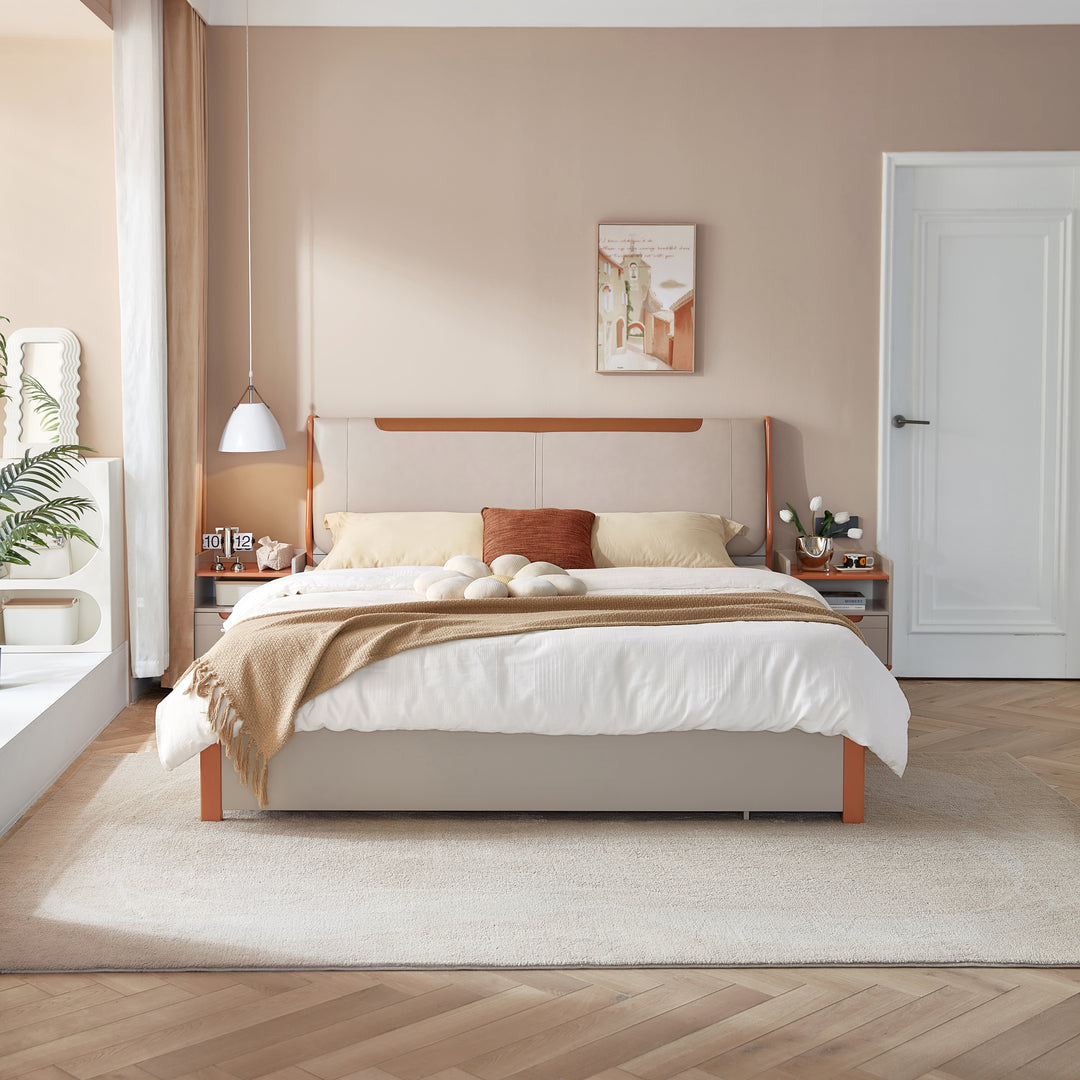 ELLIAN Grey & Orange Drawer Storage Bed