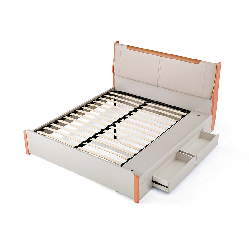 ELLIAN Grey & Orange Drawer Storage Bed