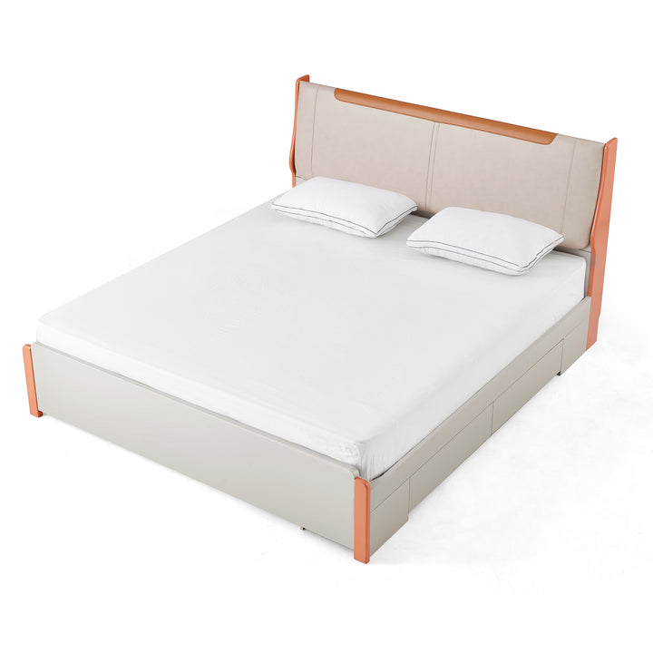 ELLIAN Grey & Orange Drawer Storage Bed