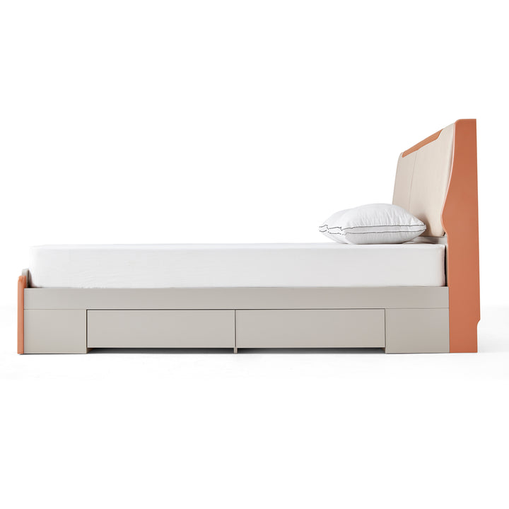 ELLIAN Grey & Orange Drawer Storage Bed