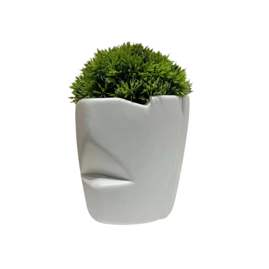 White Abstract Plant Pot