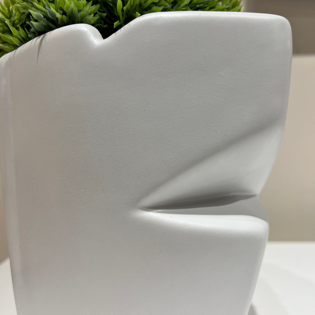 White Abstract Plant Pot