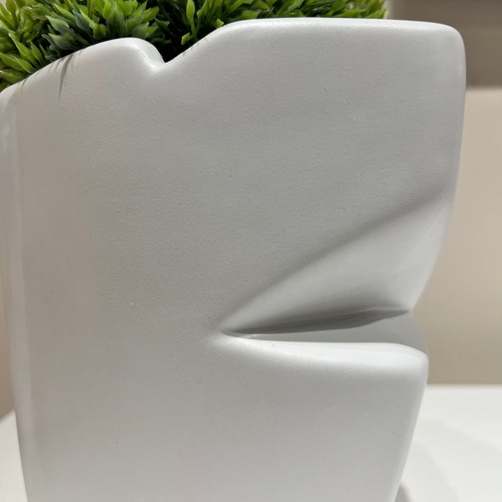 White Abstract Plant Pot