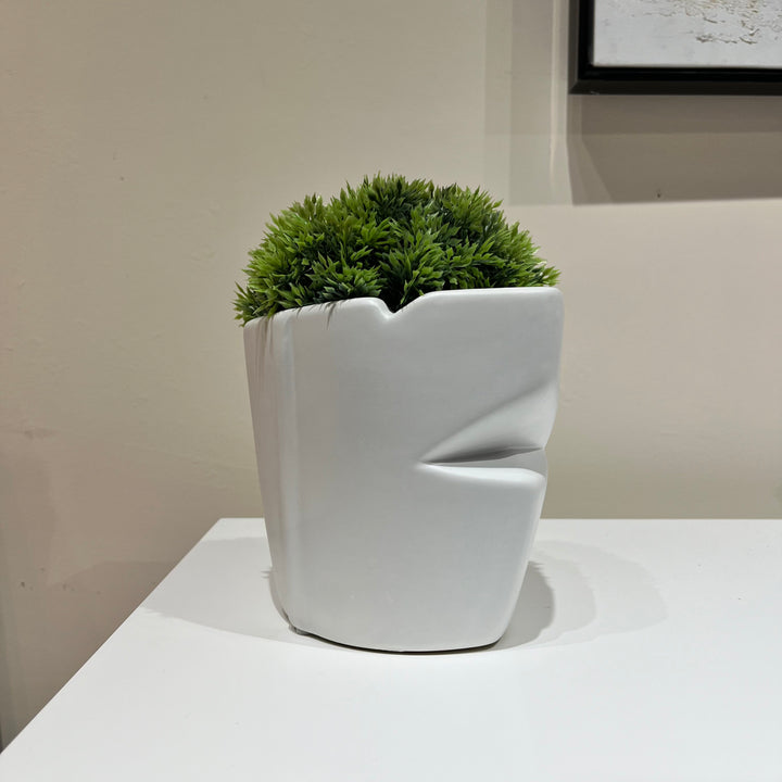 White Abstract Plant Pot