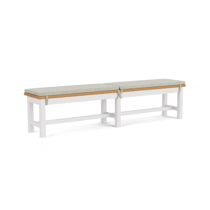 ROSALIE White Fabric & Wood Bench