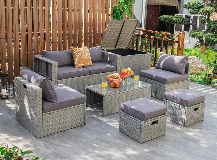 DAWN 8-Pc Rattan Set with Waterproof Cover