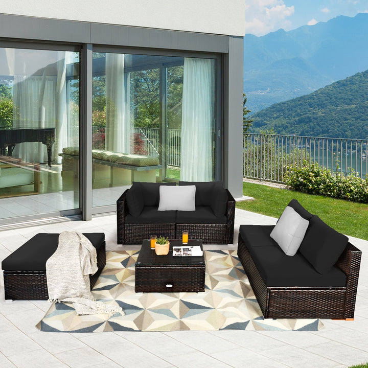 BROOKE 6-Pc Rattan Patio Set with Ottoman