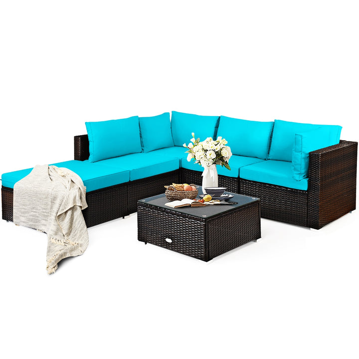 BROOKE 6-Pc Rattan Patio Set with Ottoman